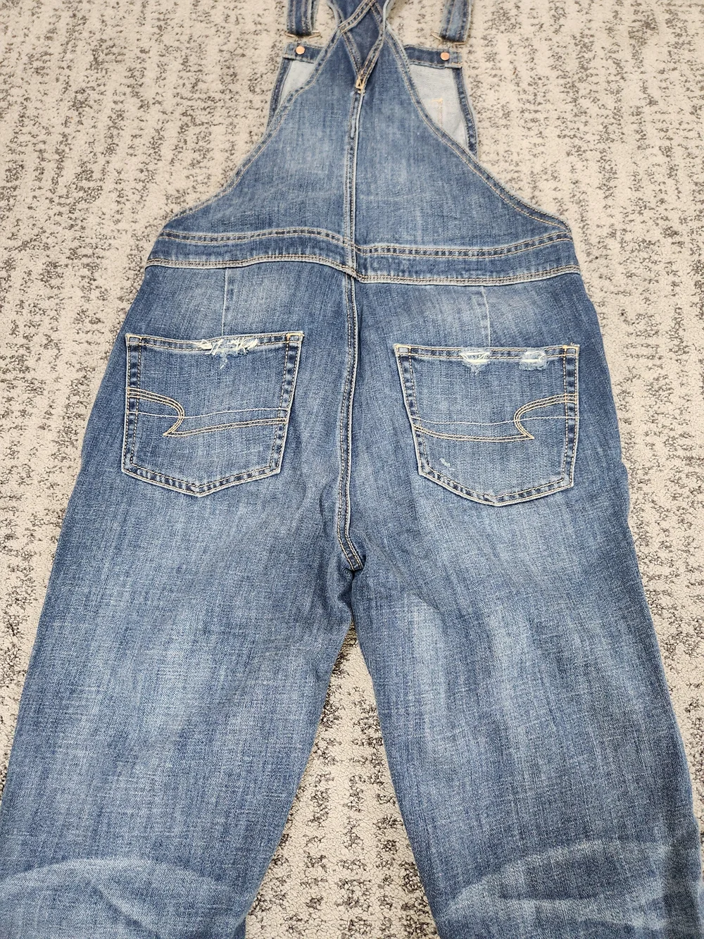 American Eagle Outfitters Distressed Blue Denim Overalls - Picture 5 of 6